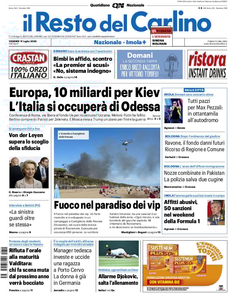anteprima della prima pagina di Il Resto del Carlino