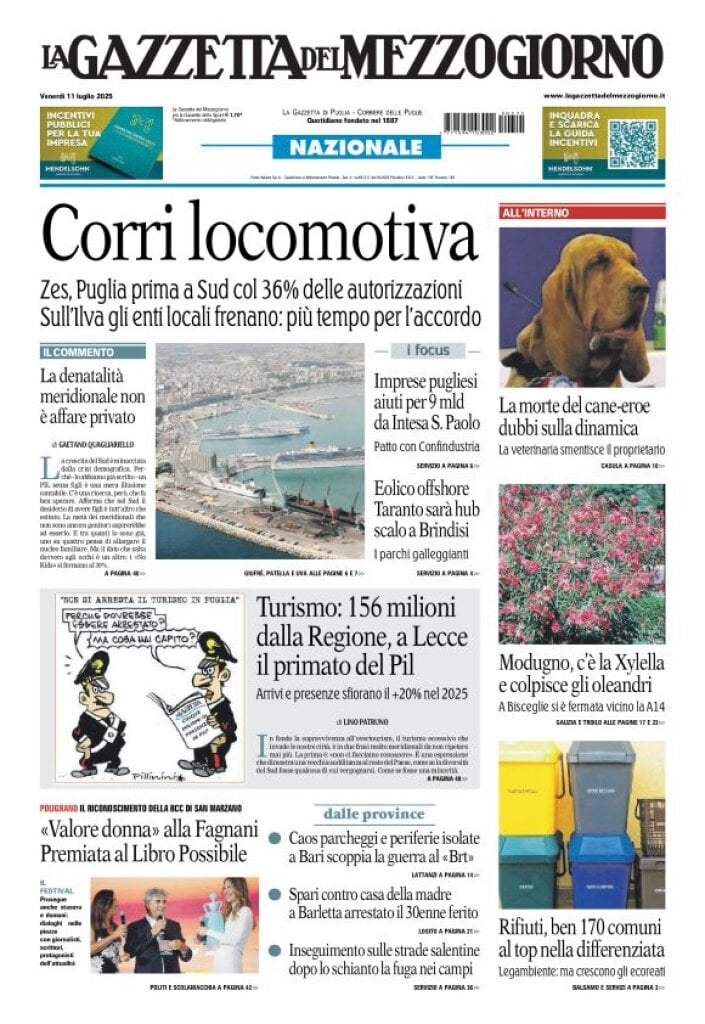 anteprima della prima pagina di La Gazzetta del Mezzogiorno (Bari)