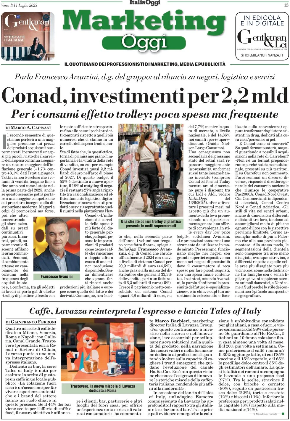 anteprima della prima pagina di Marketing Oggi