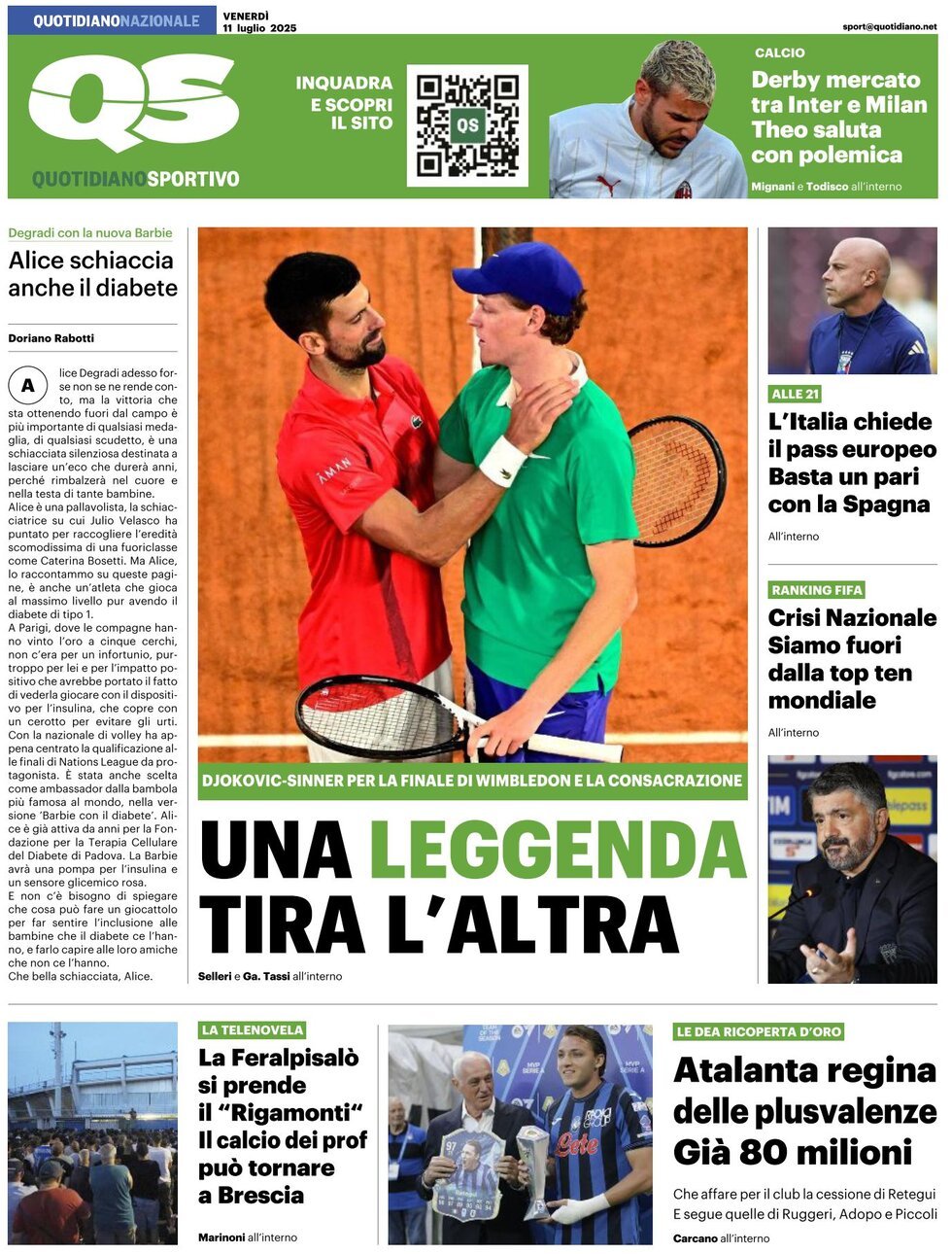 anteprima della prima pagina di QS Quotidiano Sportivo