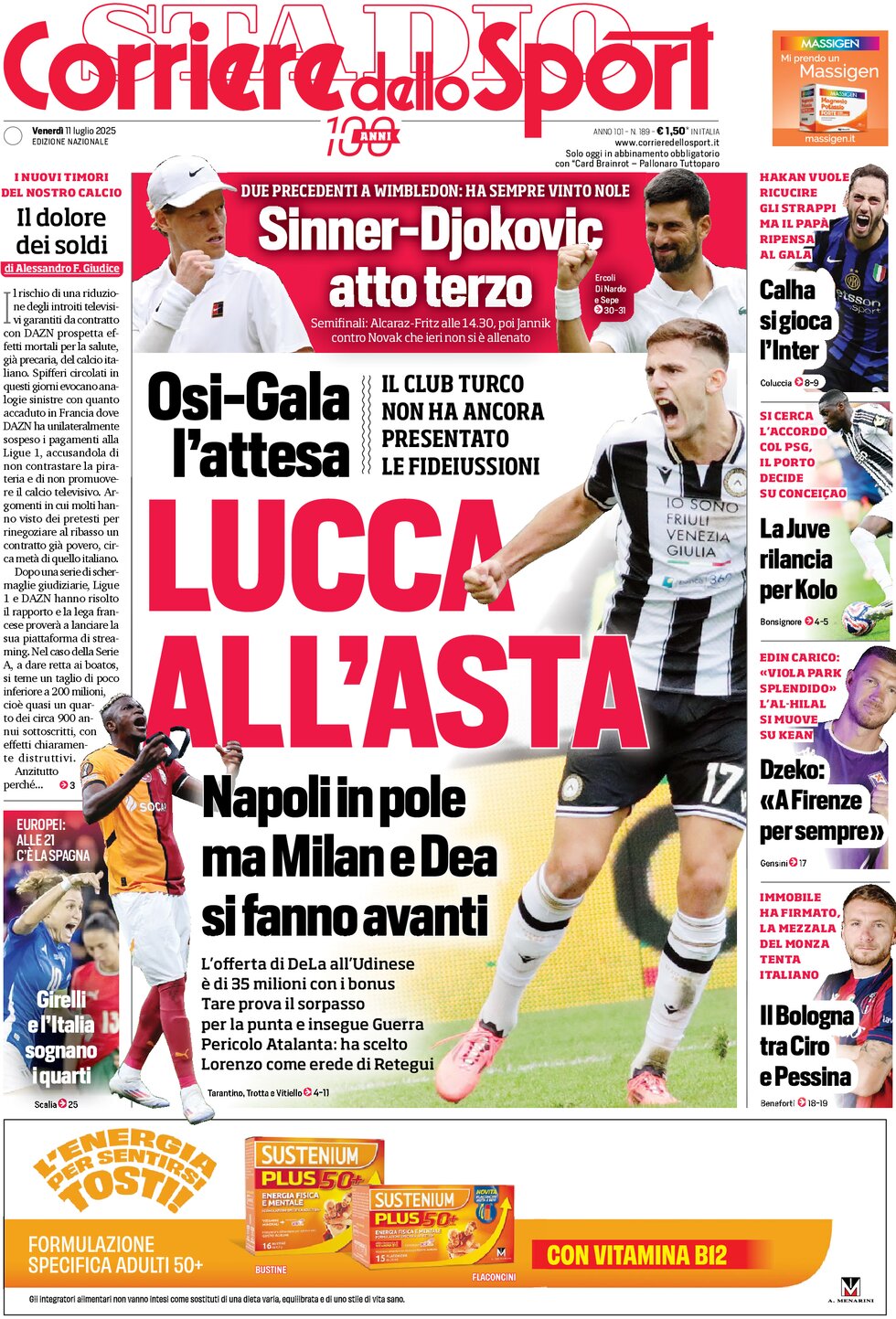 anteprima della prima pagina di Corriere dello Sport