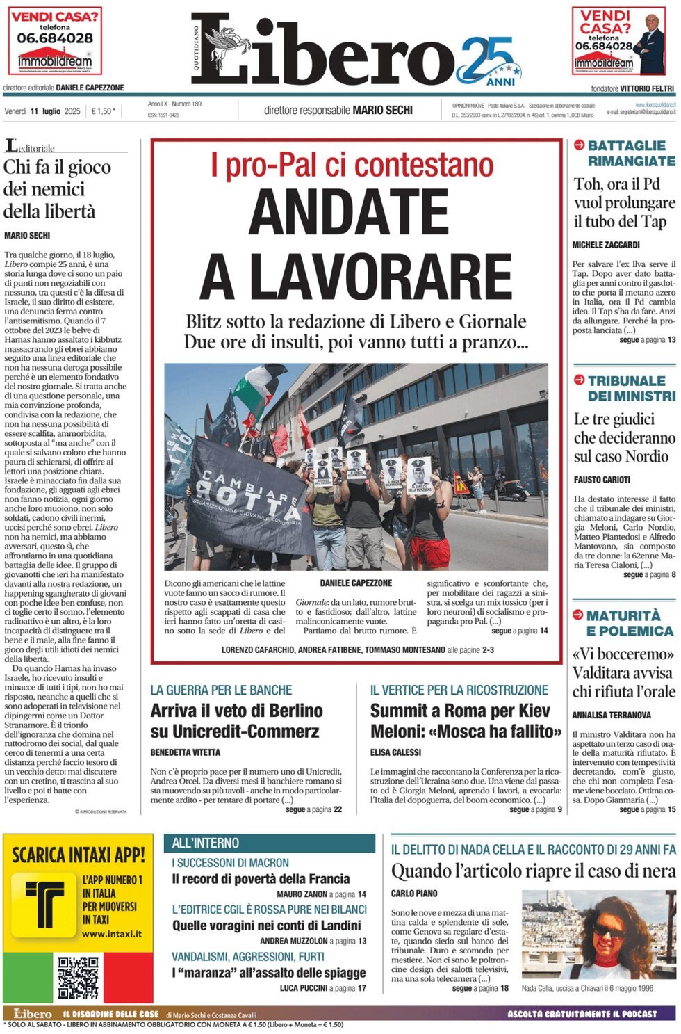 anteprima della prima pagina di Libero Quotidiano