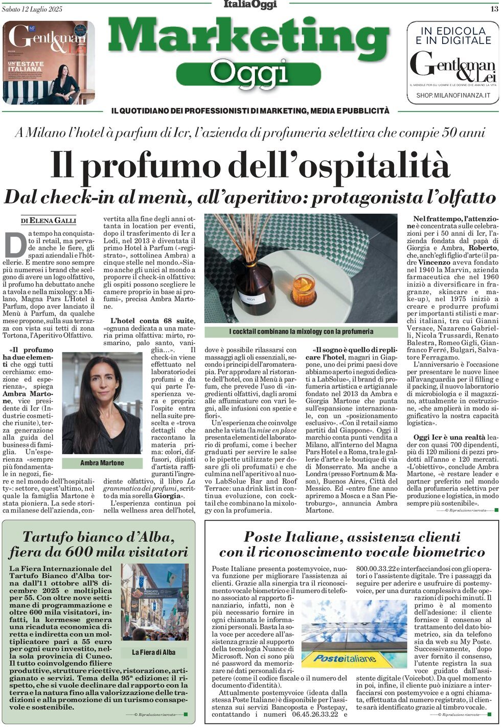 anteprima della prima pagina di marketing-oggi del 12/07/2025