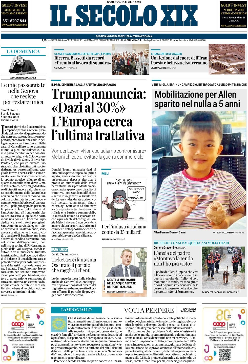 anteprima della prima pagina di Il Secolo XIX