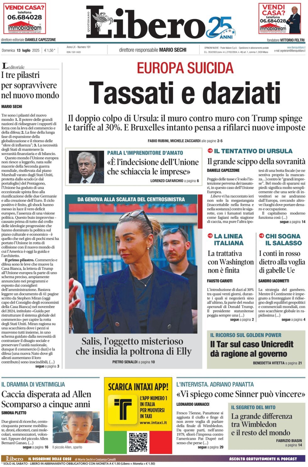 anteprima della prima pagina di Libero Quotidiano