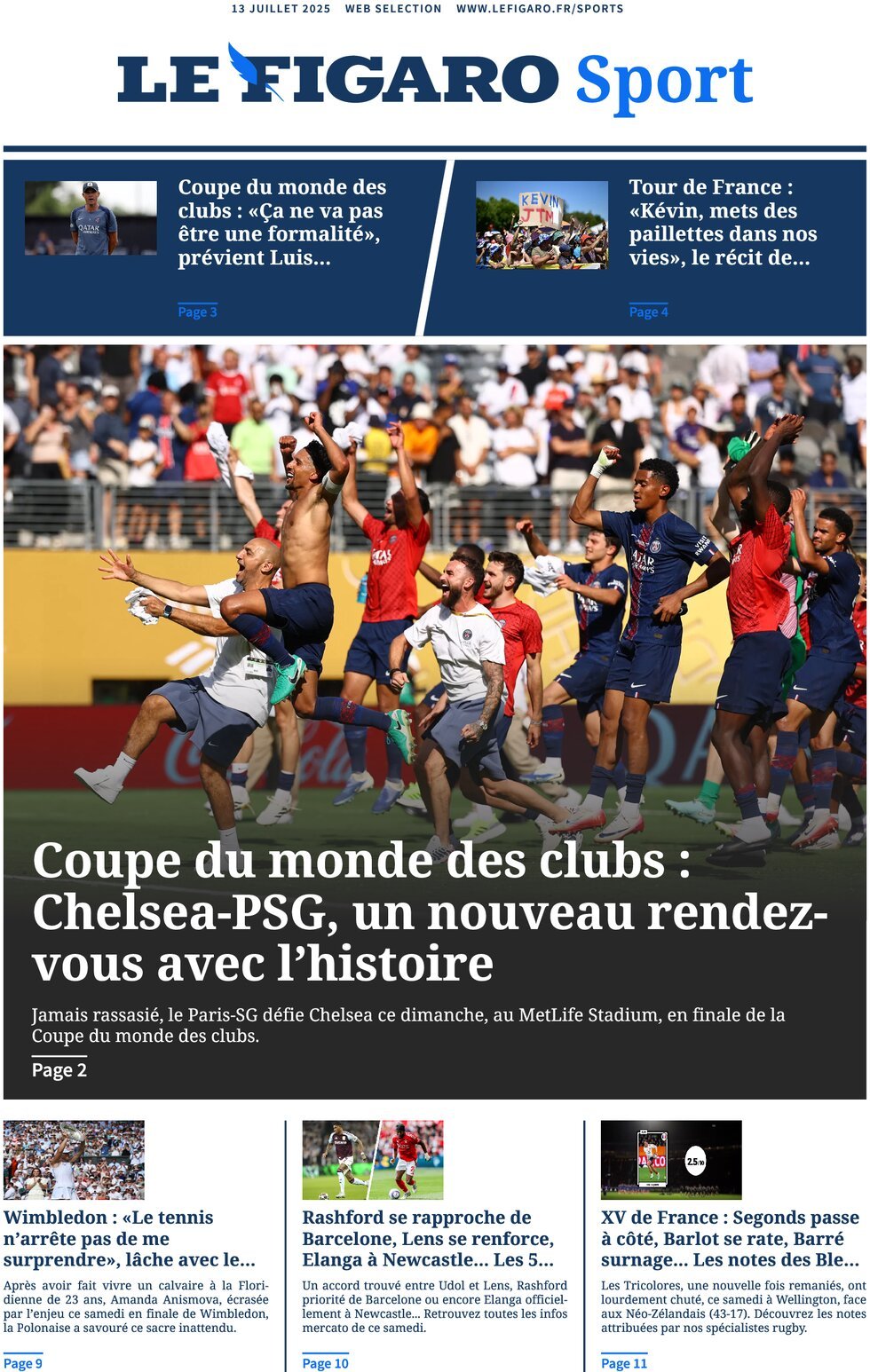 anteprima della prima pagina di Le Figaro SPORT
