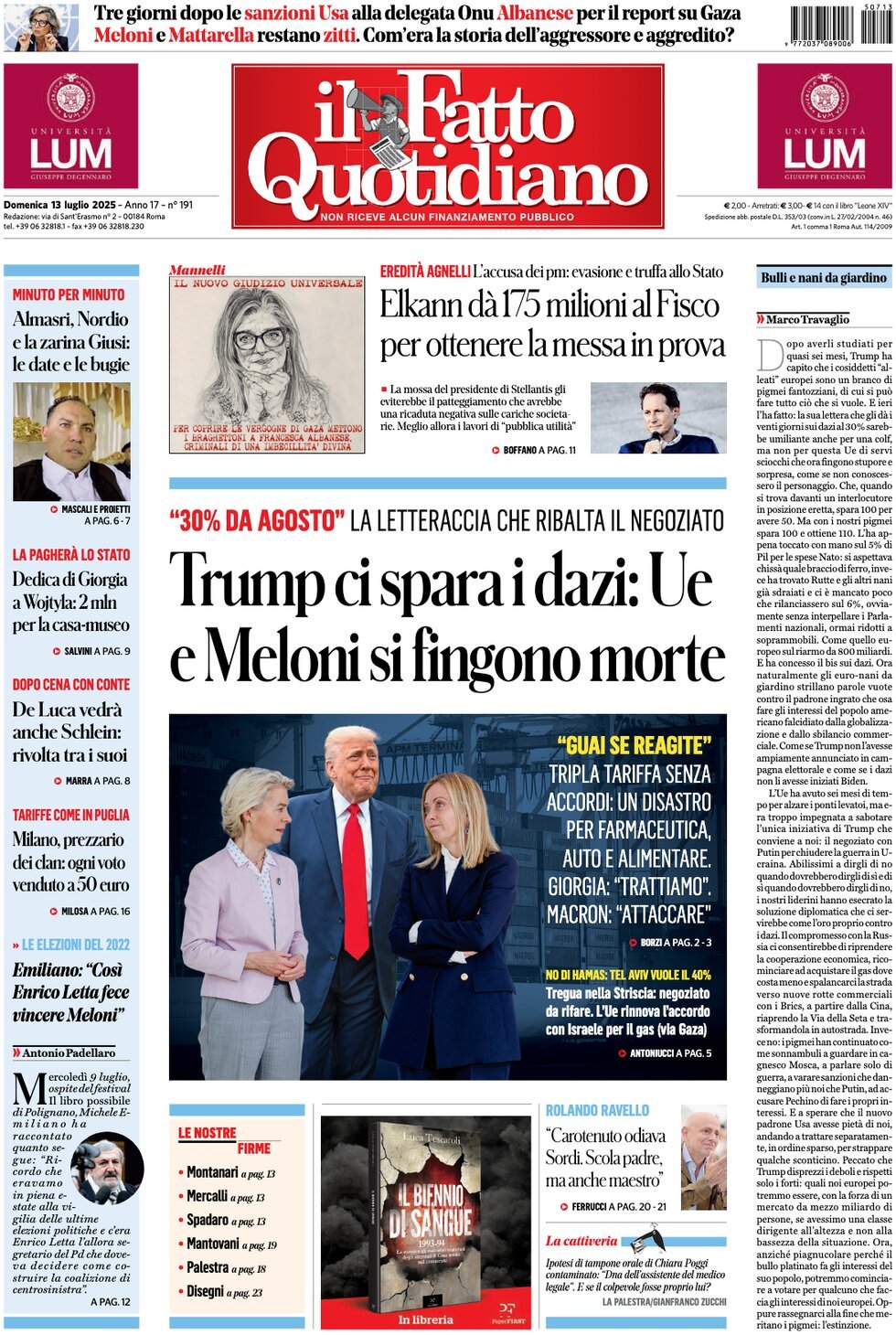 anteprima della prima pagina di Il Fatto Quotidiano