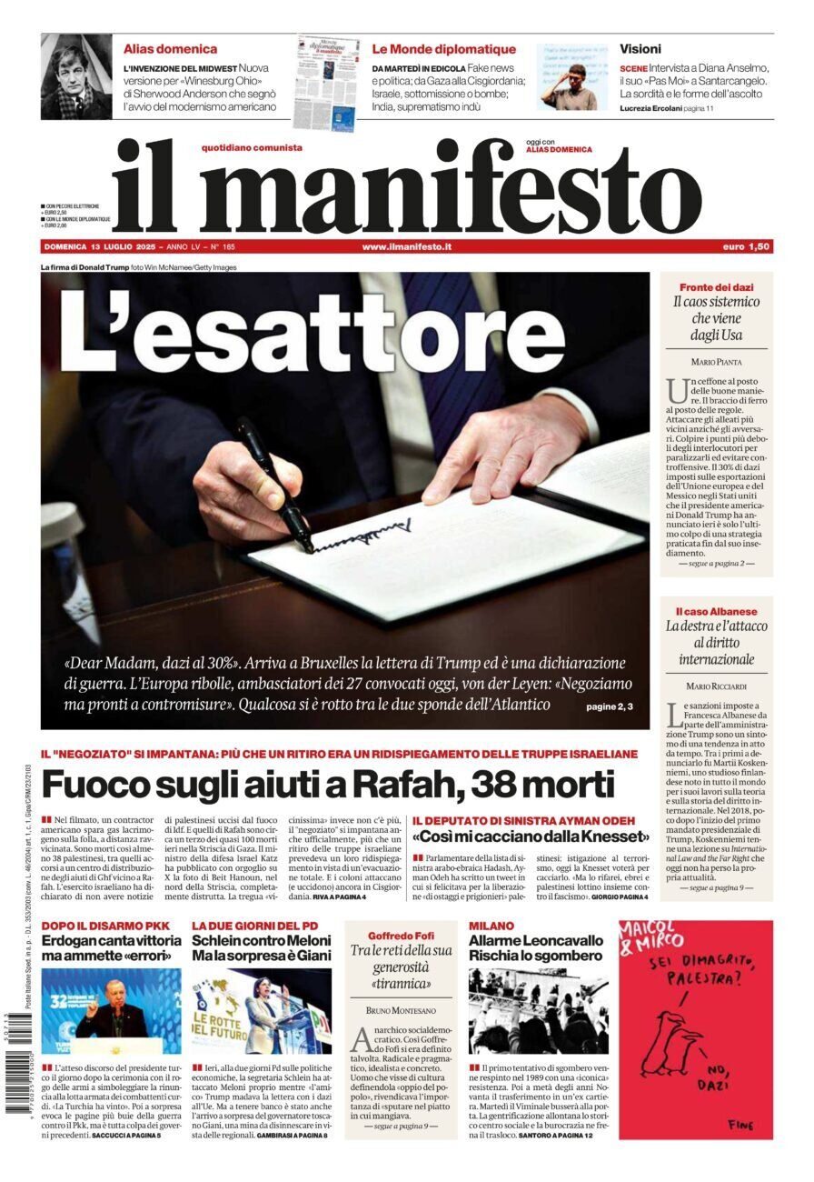 anteprima della prima pagina di Il Manifesto