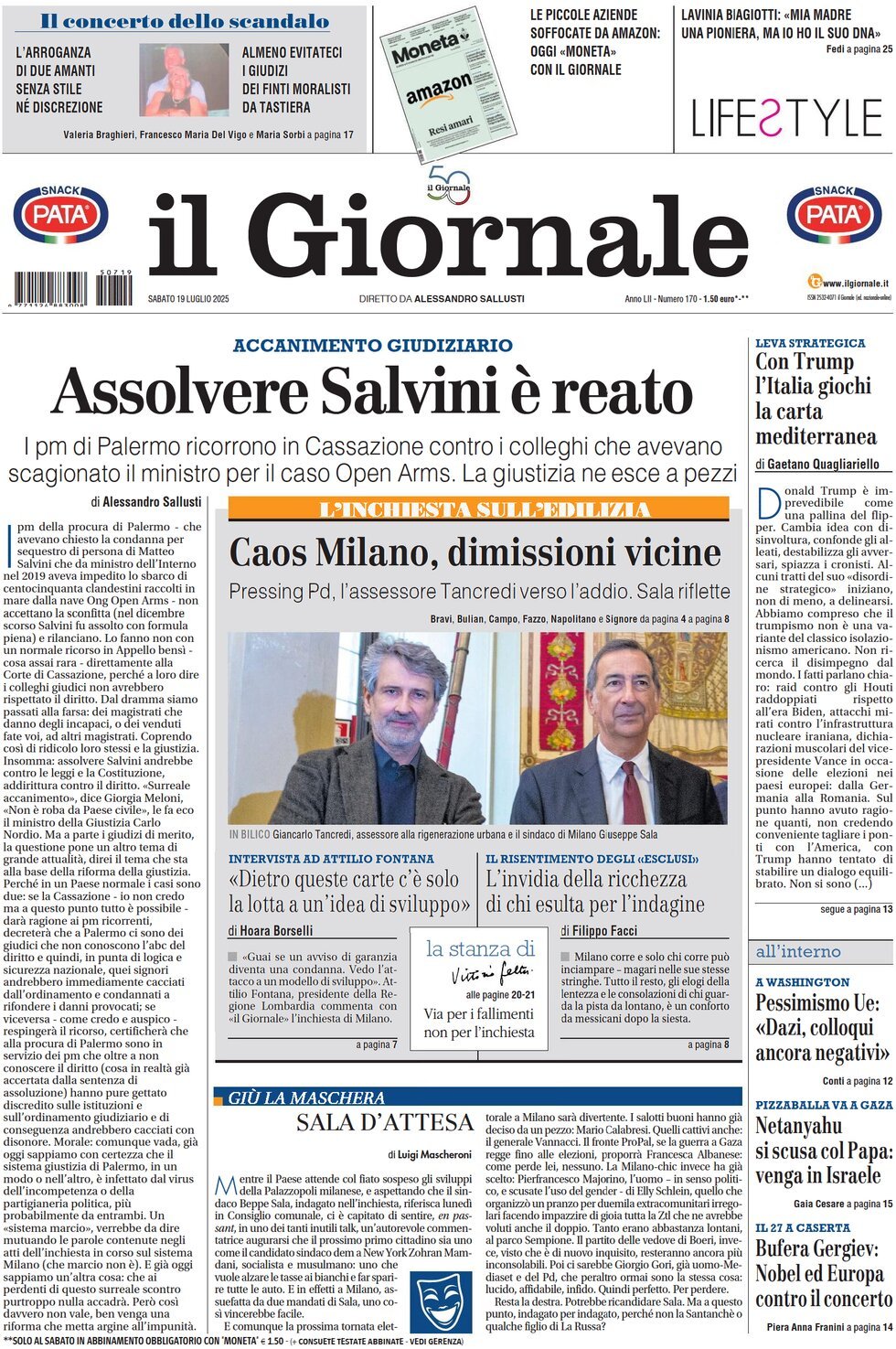 anteprima della prima pagina di Il Giornale