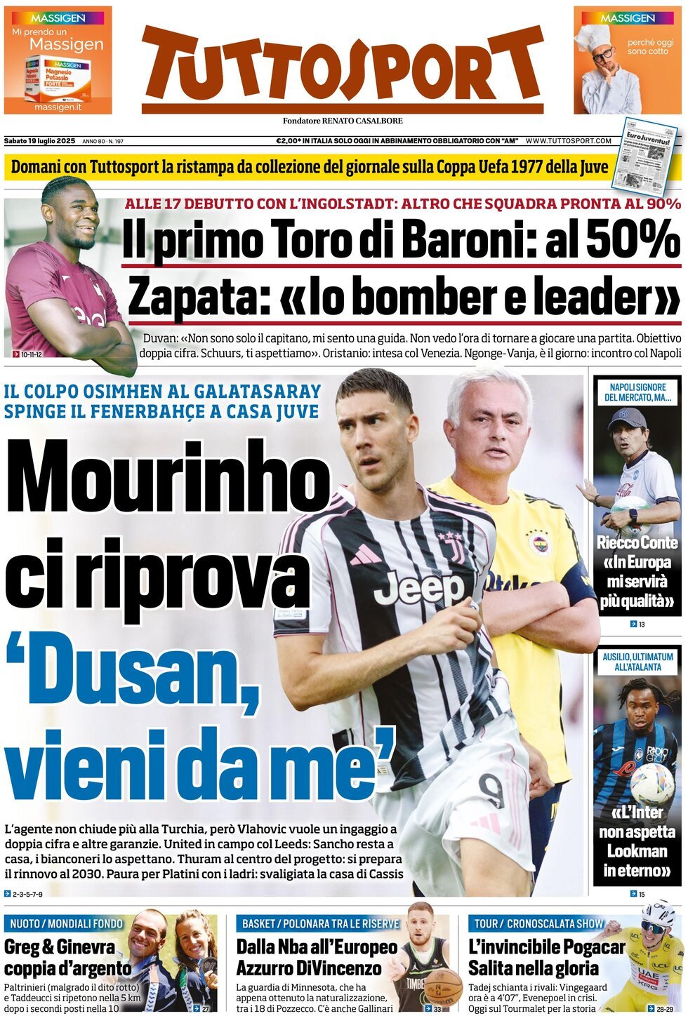 anteprima della prima pagina di Tuttosport