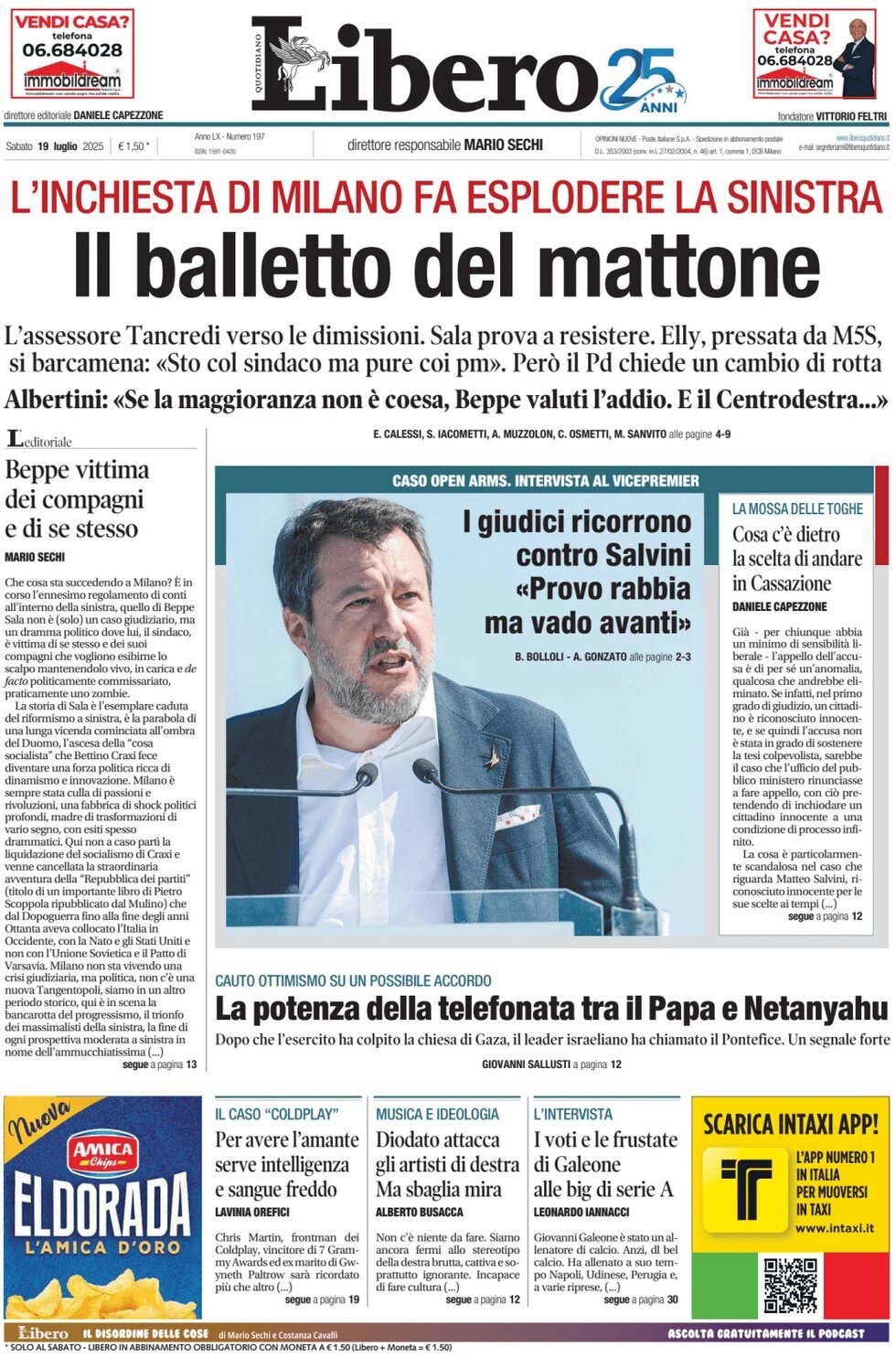 anteprima della prima pagina di Libero Quotidiano