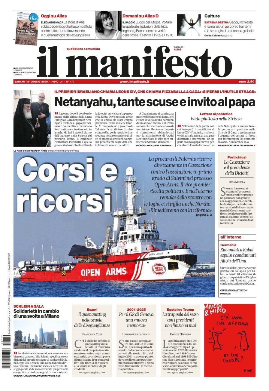 anteprima della prima pagina di Il Manifesto