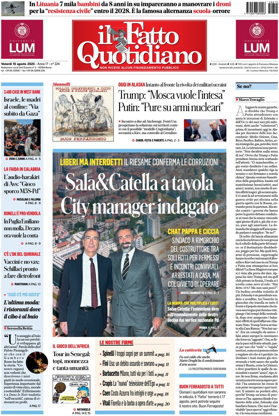 anteprima della prima pagina di Il Fatto Quotidiano