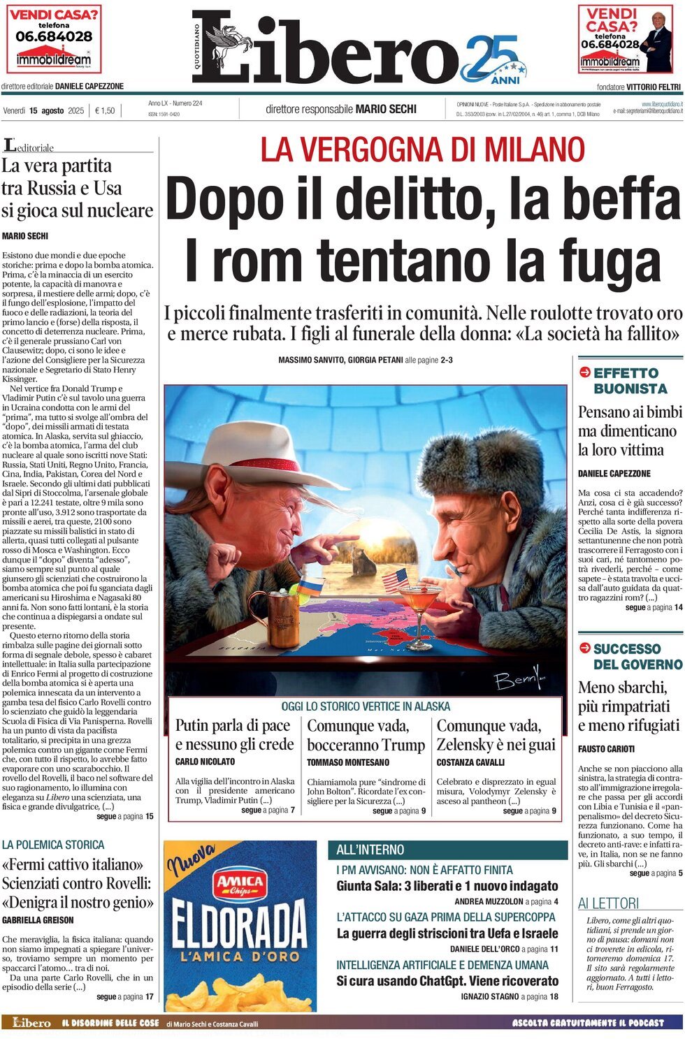 anteprima della prima pagina di Libero Quotidiano