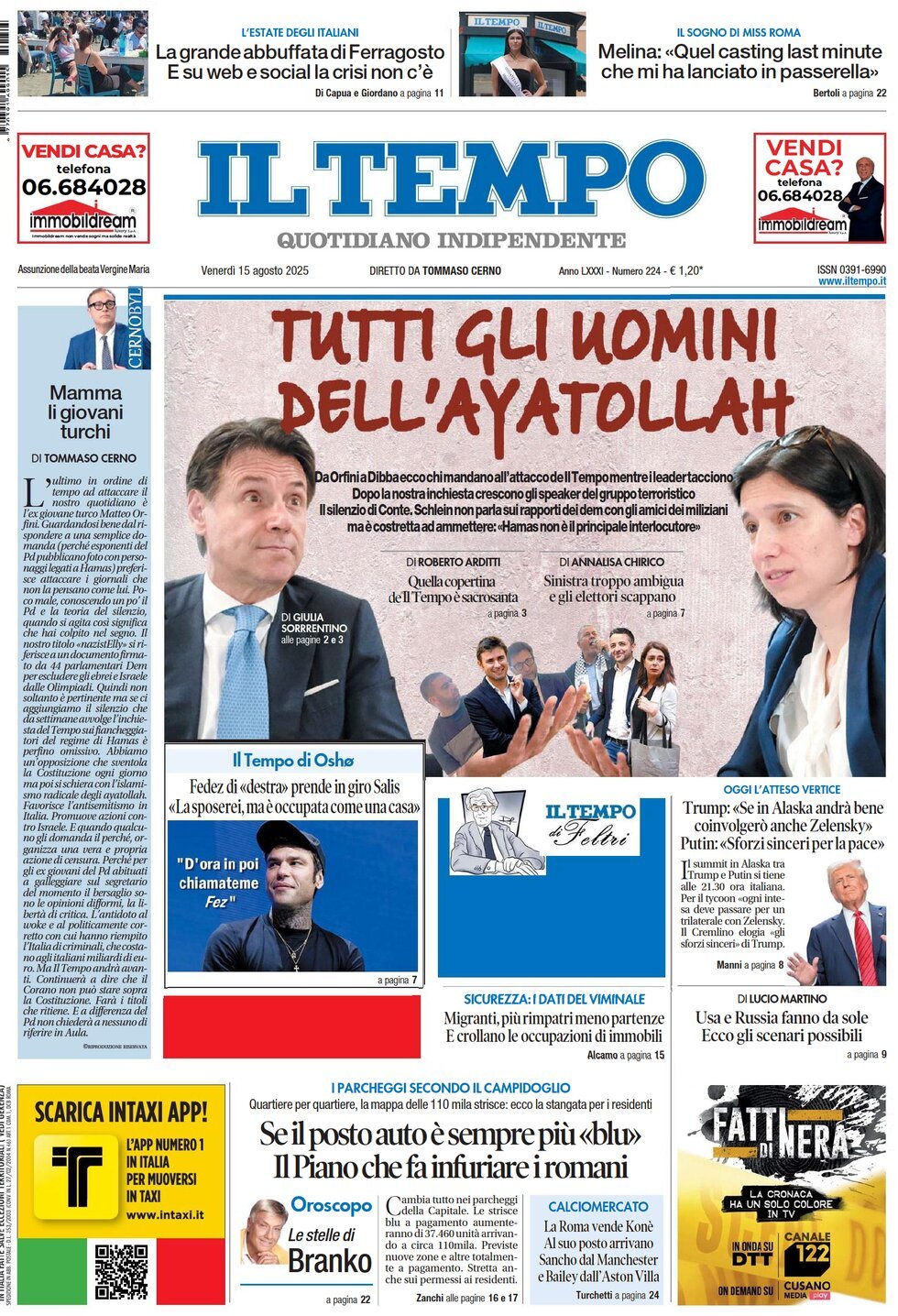 anteprima della prima pagina di Il Tempo