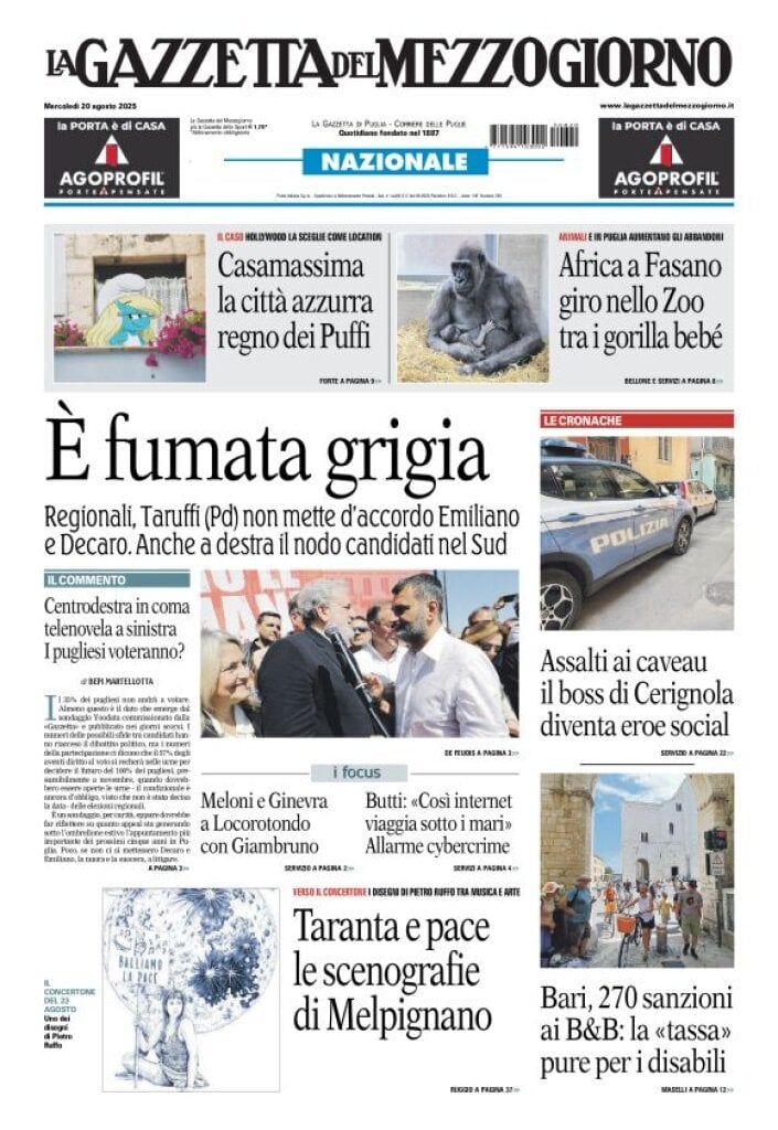 anteprima della prima pagina di La Gazzetta del Mezzogiorno (Bari)