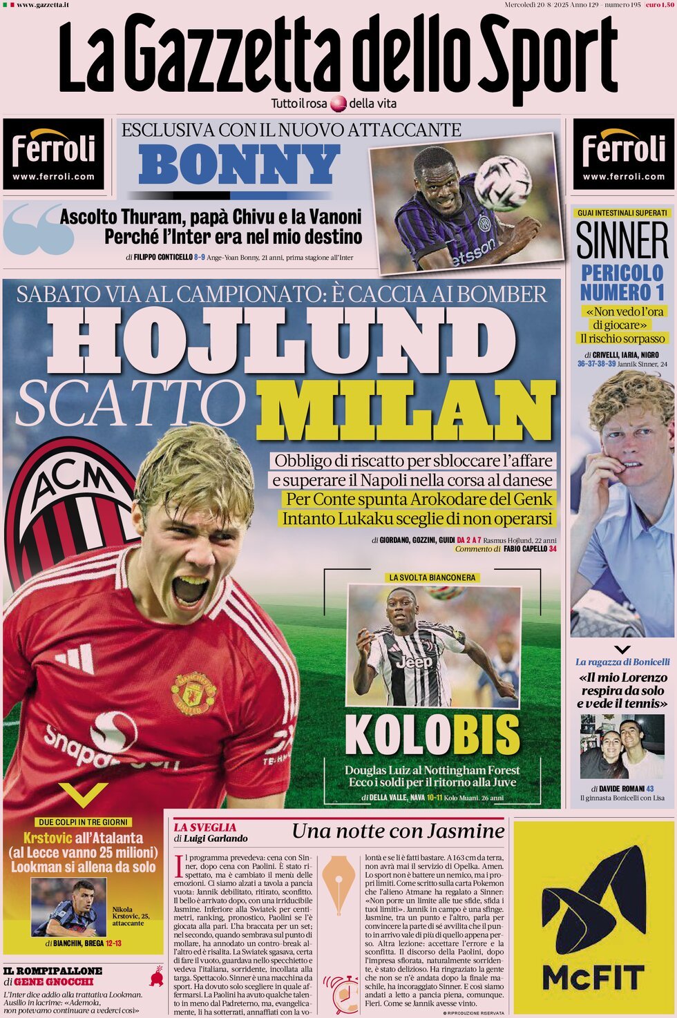 anteprima della prima pagina di La Gazzetta dello Sport