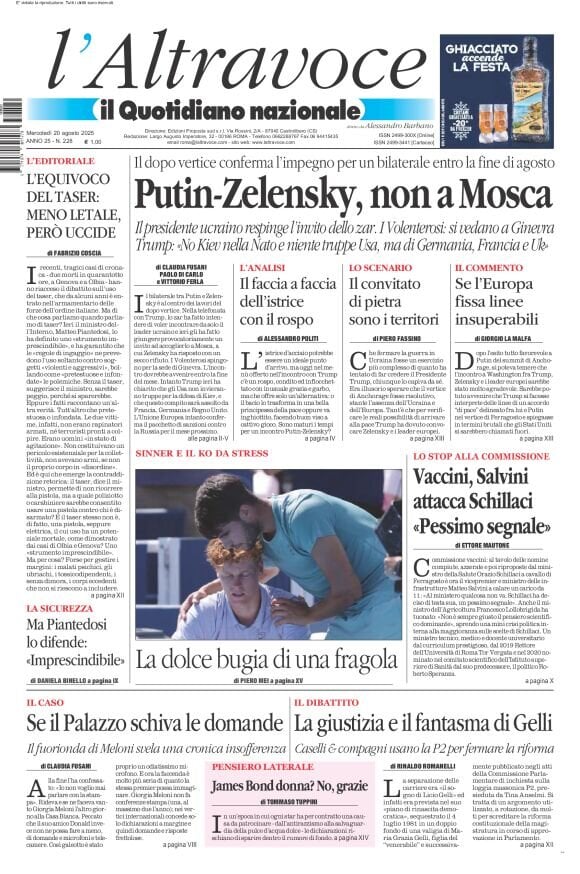 anteprima della prima pagina di Il Quotidiano del Sud L'Altravoce