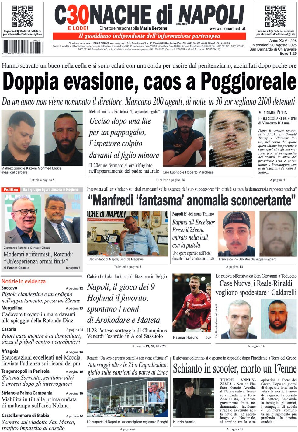 anteprima della prima pagina di Cronache di Napoli