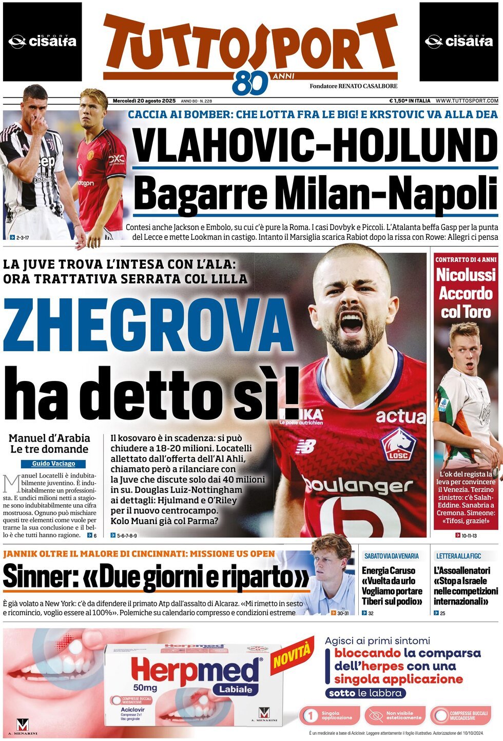 anteprima della prima pagina di Tuttosport