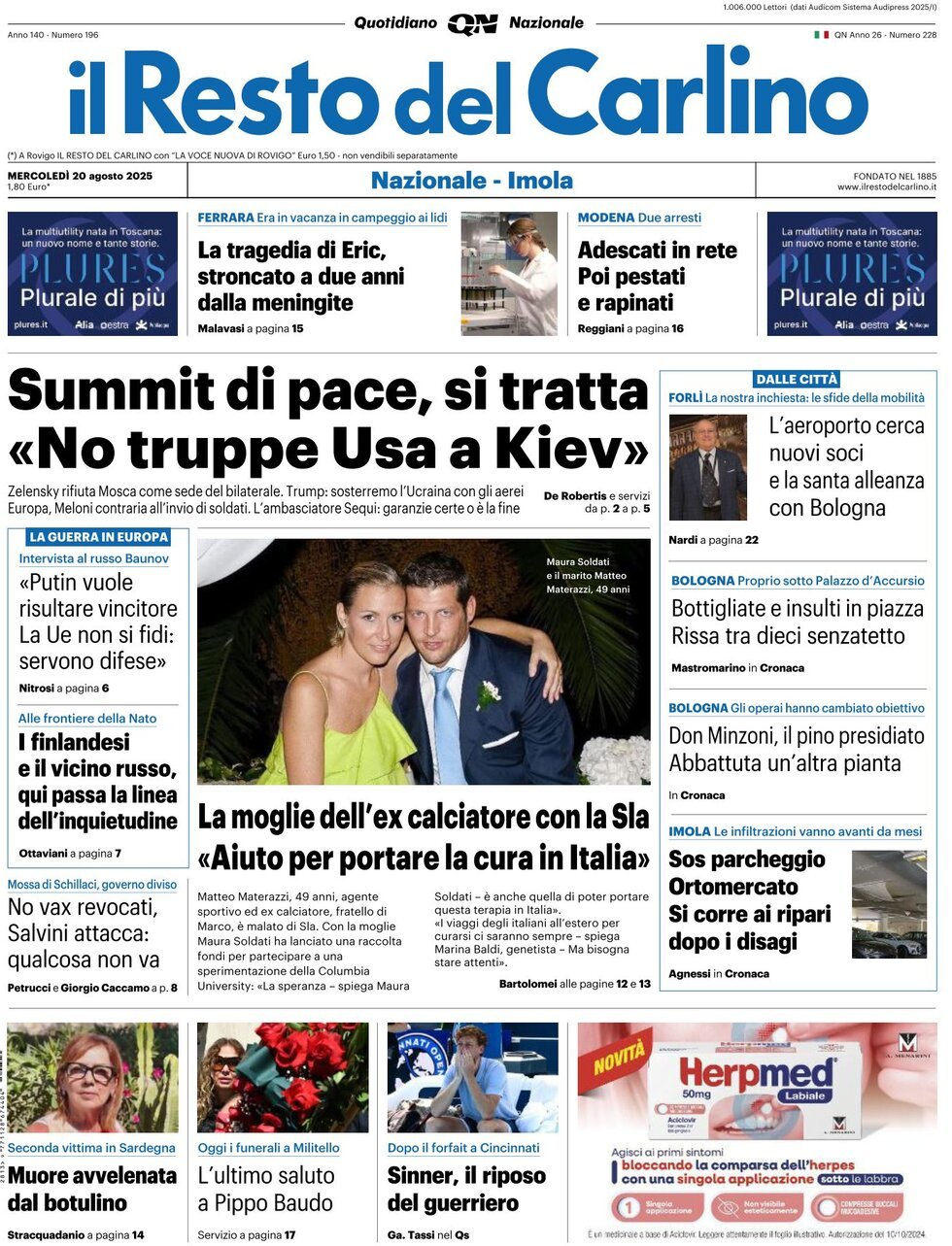 anteprima della prima pagina di Il Resto del Carlino