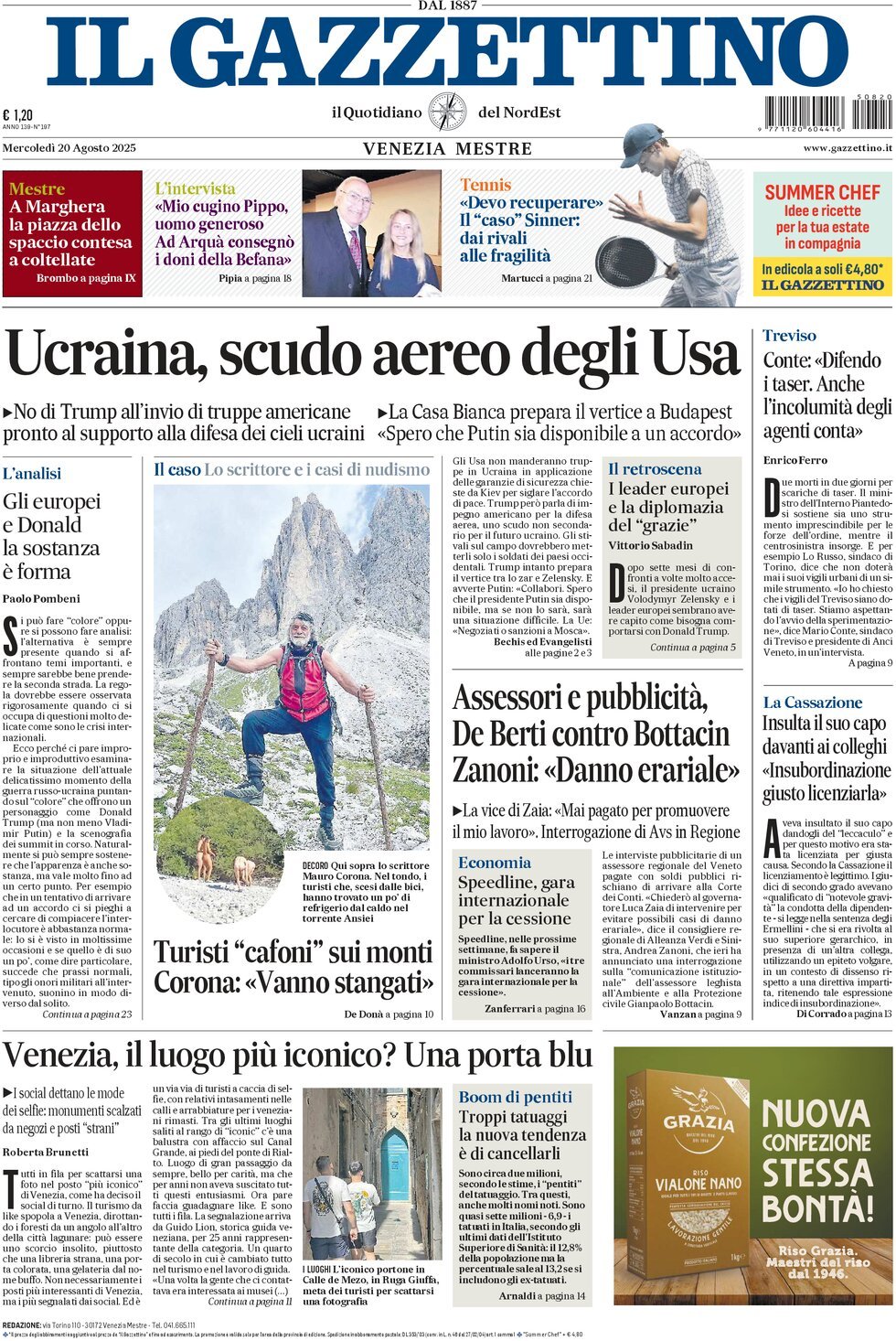 anteprima della prima pagina di Il Gazzettino