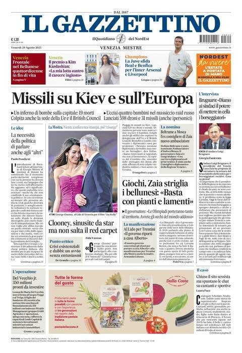 anteprima della prima pagina di Il Gazzettino