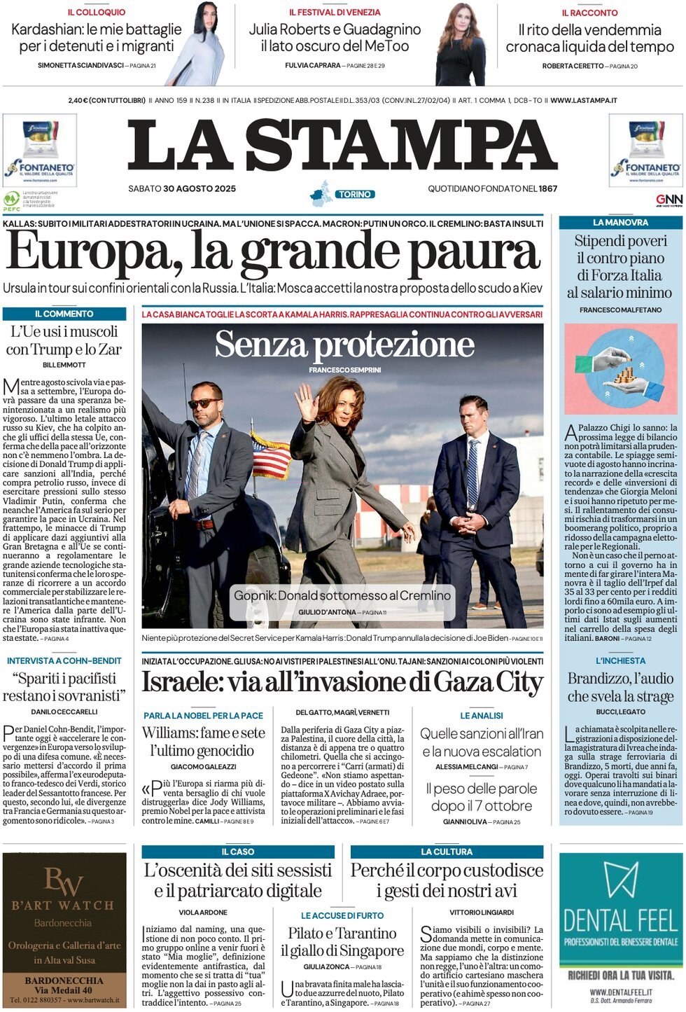 anteprima della prima pagina di La Stampa