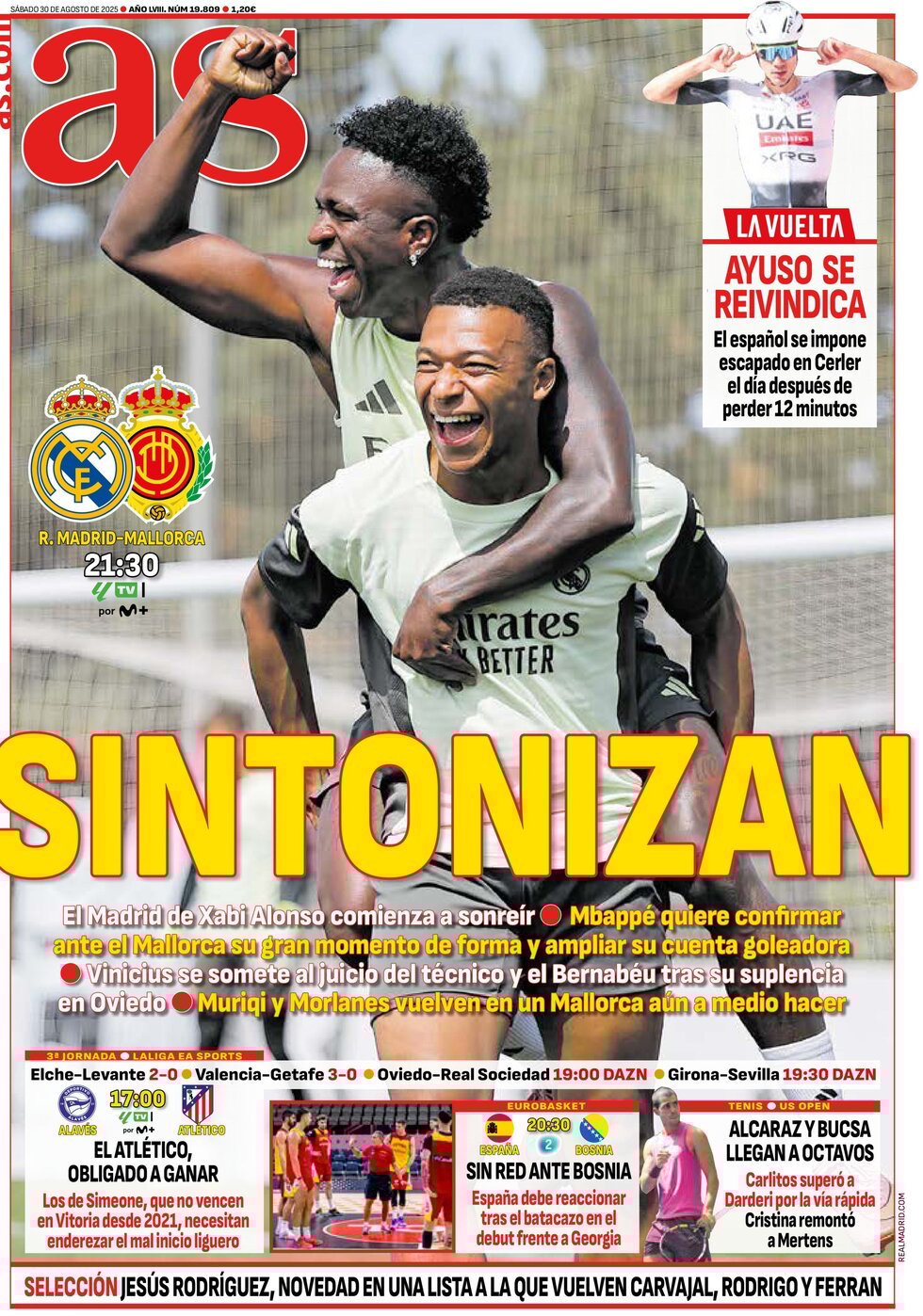 anteprima della prima pagina di AS (Madrid)