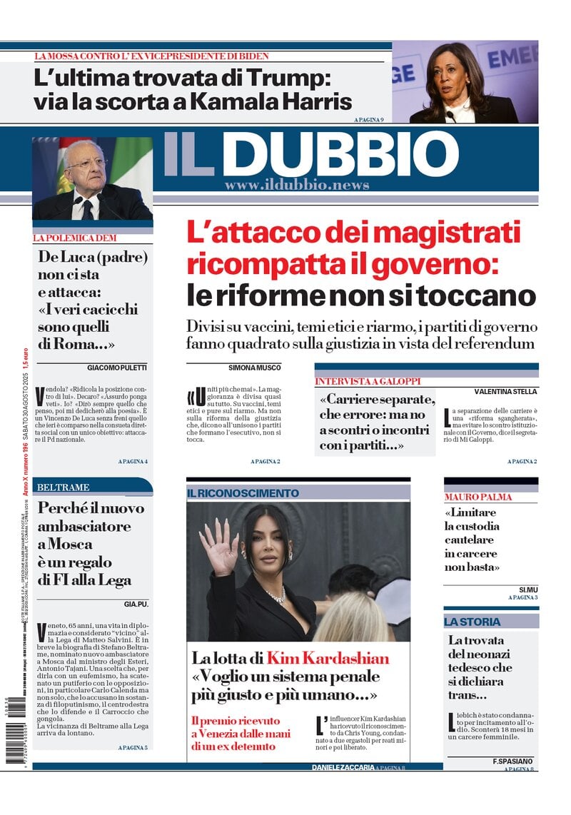 anteprima della prima pagina di Il Dubbio