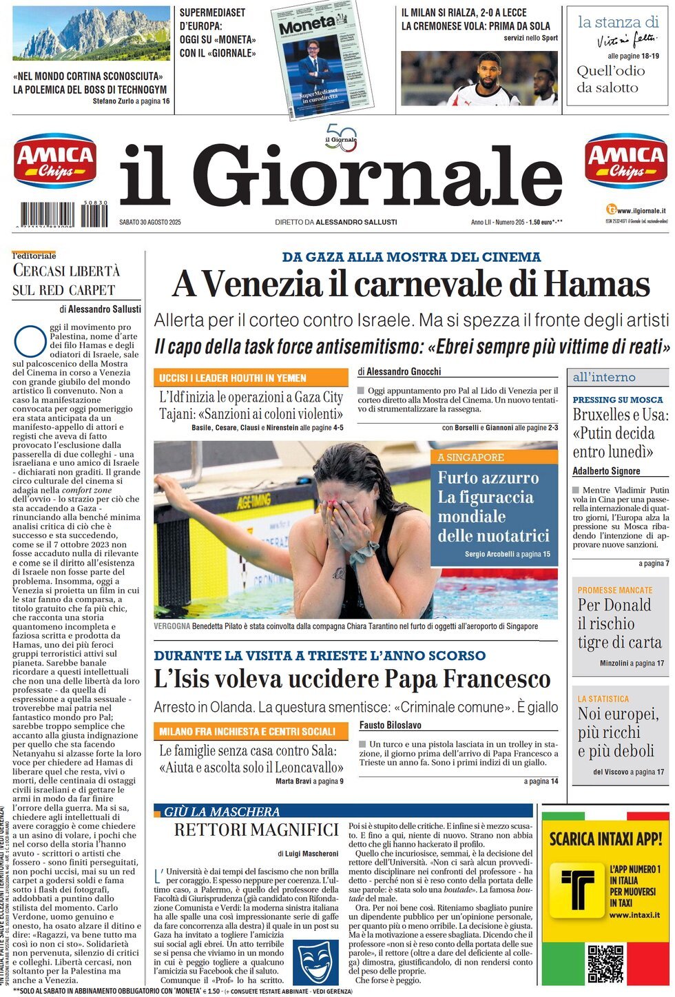 anteprima della prima pagina di Il Giornale