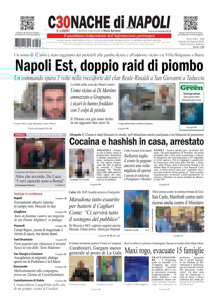 anteprima della prima pagina di Cronache di Napoli
