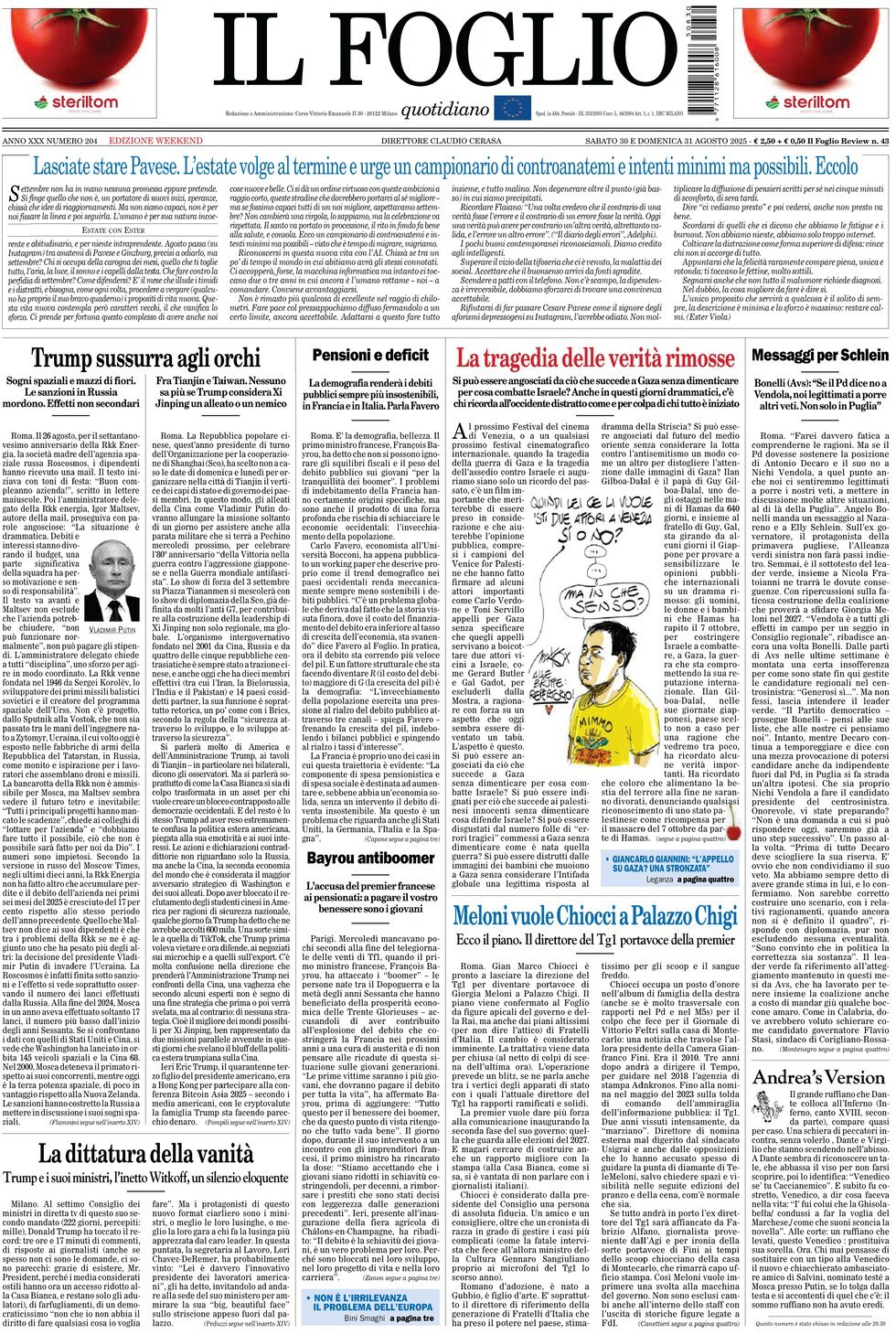anteprima della prima pagina di Il Foglio