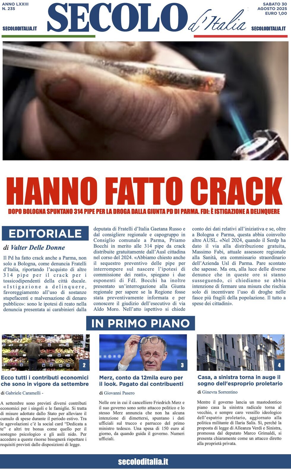 anteprima della prima pagina di Secolo d'Italia