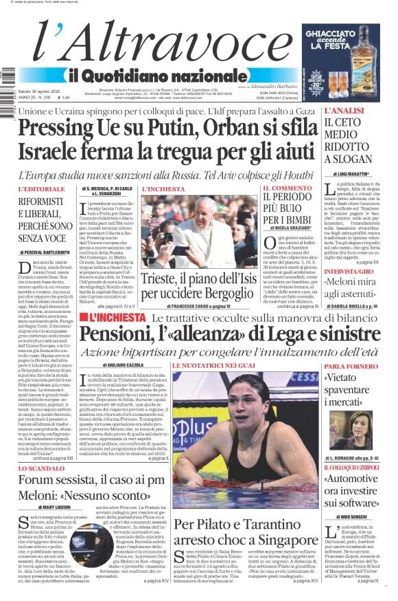 anteprima della prima pagina di Il Quotidiano del Sud L'Altravoce