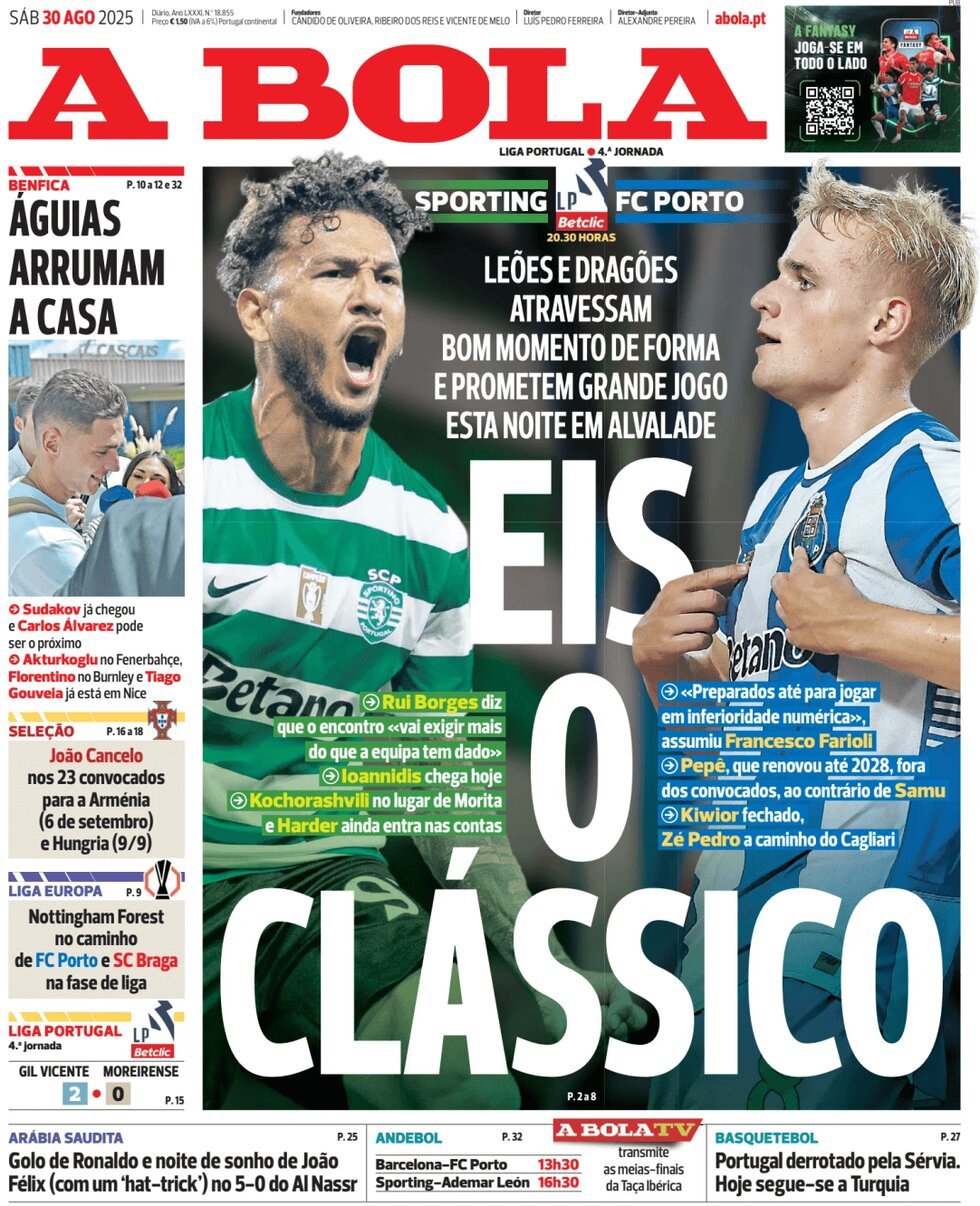 anteprima della prima pagina di A Bola