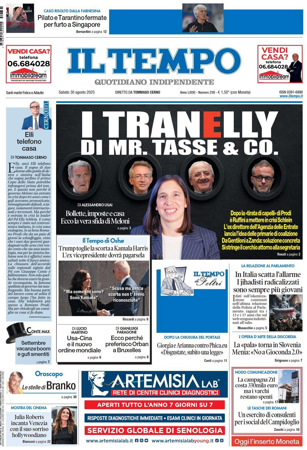 anteprima della prima pagina di Il Tempo