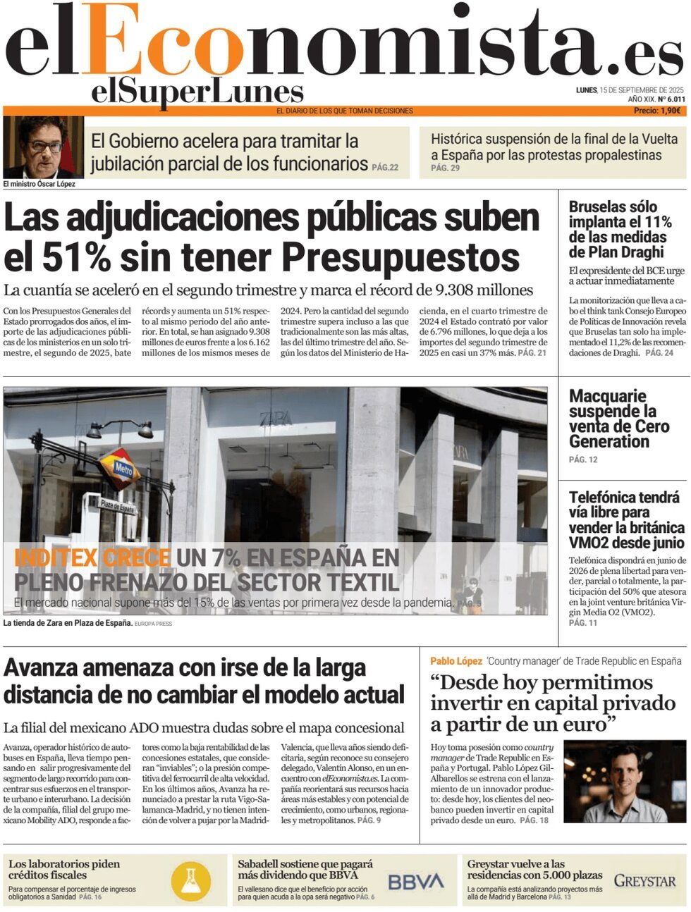 anteprima della prima pagina di El Economista